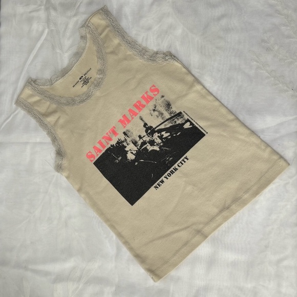Brandy Melville Cream Tank Top with Graphic Print - Picture 9 of 9